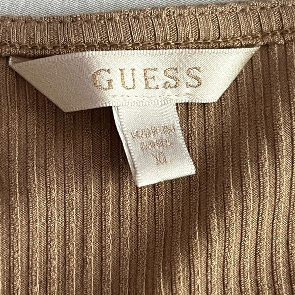 Brown Ribbed GUESS Top with Rhinestone Detail - Picture 4 of 4